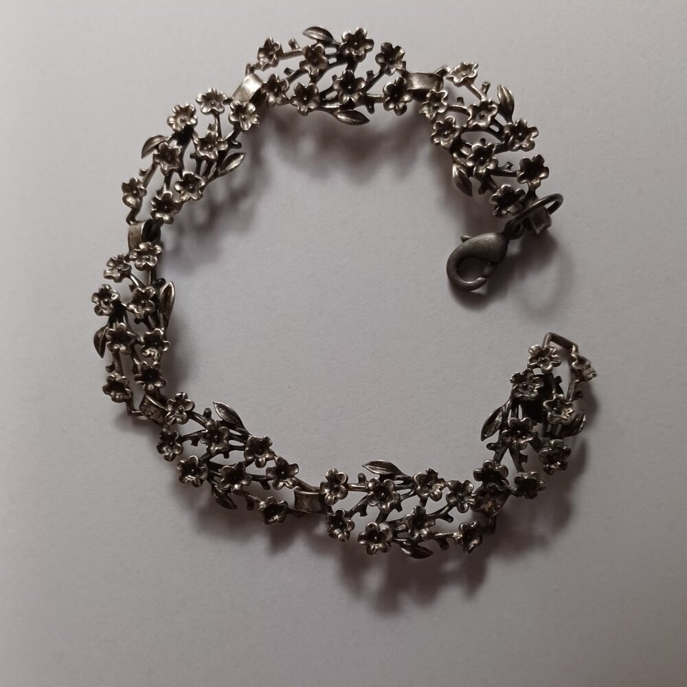 vintage floral sterling silver bracelet